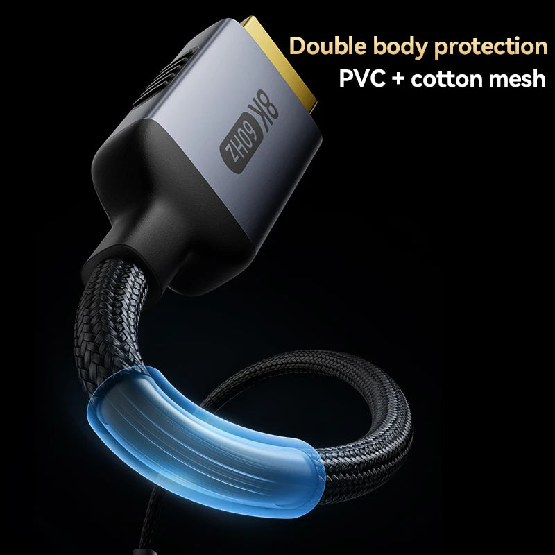 8K@60Hz Type-C to HDMI2.1 Cable 4K@240Hz HDR HDCP VRR ALLM for TV Display Projector Compatible Mac OS windows IOS ipad iphone